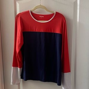 Lands’ End Rash Guard Top Size L Red, White and Blue.